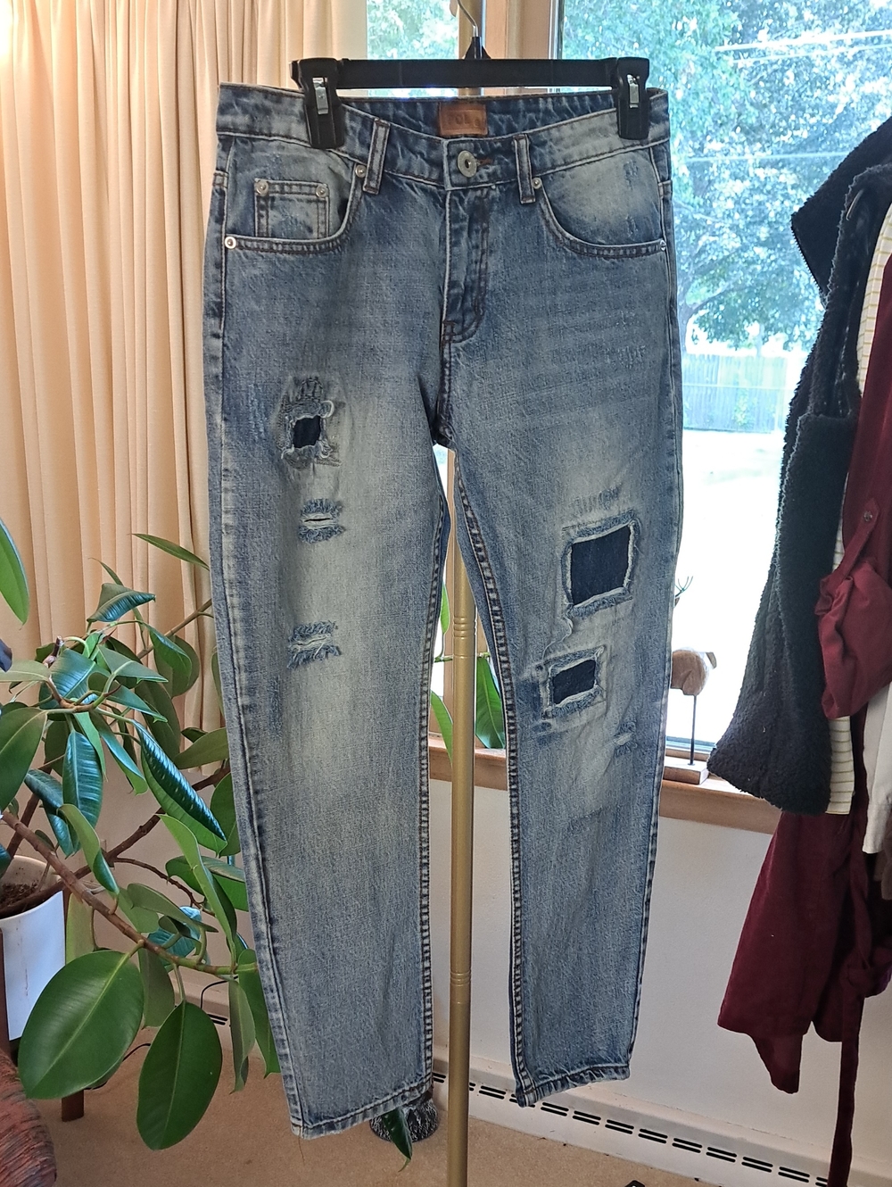 POL Women’s Distressed Light Blue Ripped Jeans S Inseam 26"